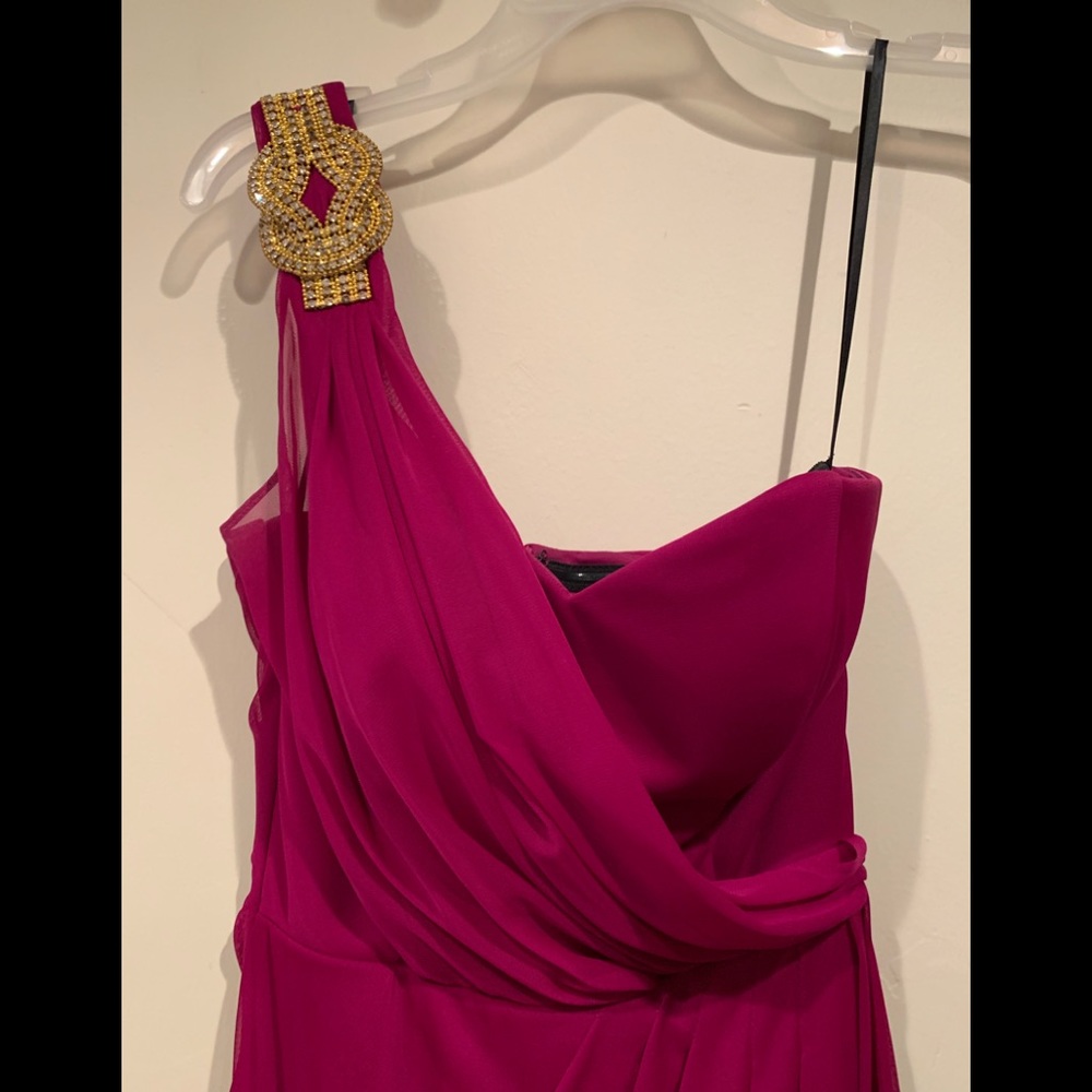 Xscape Magenta Dress One shoulder